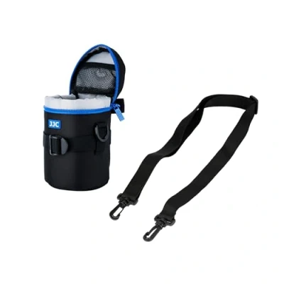 Abbildung von JJC Deluxe Objektiv Tasche mit 1 x Umhängeband, Wasserabweisend, Schwarz, passt Durchmesser und Höhe unter 80 135mm (3.1 5.3)