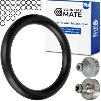 Abbildung von Ersatz O Ringe Set, 25 Stück, für G 3/4&quot; Zoll Garten Stecksysteme, kompatibel mit Gardena 26,5 mm Hahnverbinder, 18201, 18241, 938, 15280, Gummi, Ø 22,3 x 17 mm, Gummidichtring 05303 00.701.00