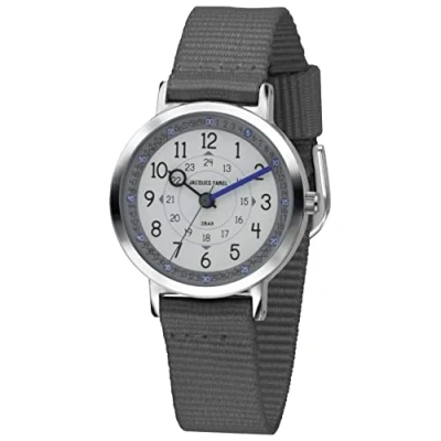 Abbildung von JACQUES FAREL Happy Learning Kinder Armbanduhr Lernuhr Jungen Analog Quarz mit Textilband Anthrazit KOP 22