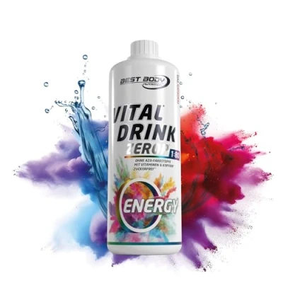 Abbildung von Best Body Nutrition Vital Drink ZEROP® Energy mit 60 mg Koffein, Original Getränkekonzentrat Sirup zuckerfrei, 1:80 ergibt 80 Liter Fertiggetränk, 1000 ml