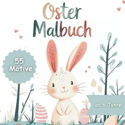 Abbildung von Oster Malbuch: Ausmalbuch mit 55 Motiven für Kinder ab 6 Jahre Perfektes Ostergeschenk Jungen und Mädchen Fördert Kreativität Motorik