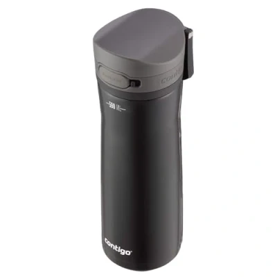 Abbildung von Contigo Jackson Chill Thermo Trinkflasche 590ml große BPA freie Edelstahl Wasserflasche auslaufsicherer Deckel kühlt Getränke bis zu 12 Stunden Lakritz, Schwarz