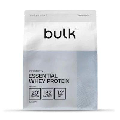Abbildung von Bulk Essentielles Whey Protein, Protein Pulver, Eiweißpulver, Erdbeere, 500 g, 14 Portionen, Verpackung Kann Variieren