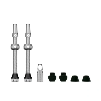 Abbildung von Muc Off Silberne Presta Tubeless Ventile, 60 mm Hochwertige Anti Leck Fahrradventile mit integriertem Werkzeug zum Entfernen des Ventilkerns