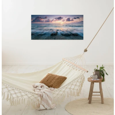 Abbildung von Komar Leinwandbild »Broken Waves Größe 90 x 40 cm«, Baum Blätter Natur Berge Blumen Foto Jahreszeiten Landschaft Meer Strand Palmen, (Packung, 1 St.), Keilrahmenbild mi Echtholzrahmen