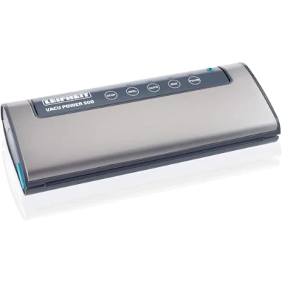 Abbildung von Leifheit Vakuumiergerät Vacu Power 500, Vakuumierer mit doppelter Schweißnaht, Lebensmittel bleiben 8x länger frisch, ideal zum Sous Vide Garen, Folienschweißgerät inkl. 10 Vakuumierbeuteln 20x30cm