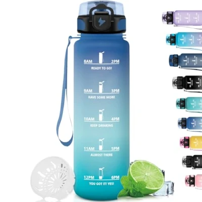 Abbildung von Grsta Trinkflasche, Trinkflasche Sport mit Filter, für Kohlensäurehaltige Getränke, Kann dir tragen, Sportflasche 1 Liter, Wasserflasche Fitness, Schule, Camping, Outdoor