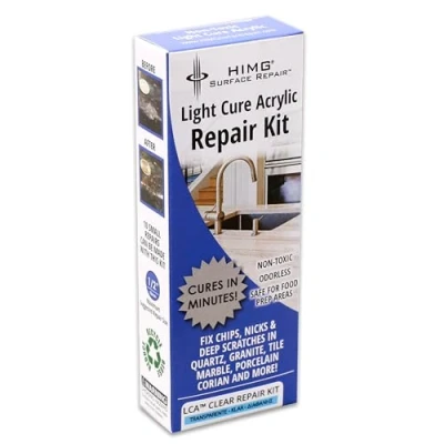 Abbildung von Glasklar Reparaturset für Marmor, Granit, Granitspülen, Naturstein, Quartz, Fliesen, Porzellan Abplatzer und Oberflächenschäden HIMG Surface Repair