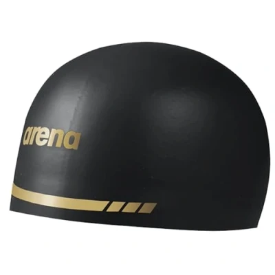 Abbildung von Arena 3D Soft USA Unisex Erwachsene Silikon Badekappe für Männer und Frauen Schwimmbad Praxis Rennschwimmen Kit, Schwarz/Gold, XL