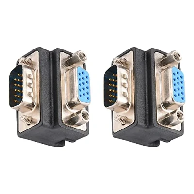 Abbildung von J&amp;D DB 15 90 Grad VGA Pin Adapter, 2er Pack D Sub Nickelbeschichteter Stecker Rechtwinkliger poliger Adapterkoppler Konverter