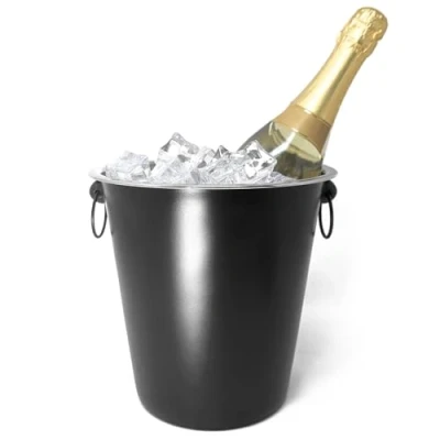 Abbildung von COM FOUR® Sektkühler mit Henkeln elegantes, glattes schwarzes Design ideal zum Kühlen von Sekt, Wein und Champagner perfektes Accessoire für jedes Event (1 Stück schwarz)