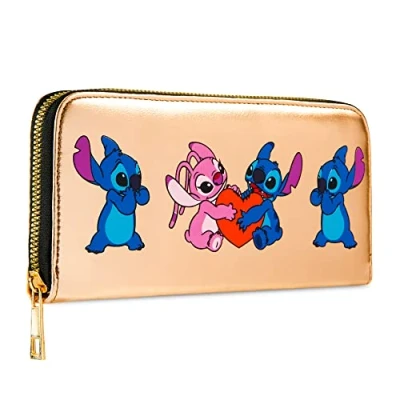 Abbildung von Disney Stitch Geldbörse Damen, Portemonnaie mit Kartenfächern, Geldbeutel, Geschenk für Frauen &amp; Mädchen (Gold Stitch)