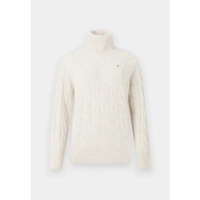 Abbildung von Tommy Hilfiger Rollkragenpullover »SOFT WOOL CABLE ROLL NK LS SWT«, mit Zopfmuster, aus reiner Wolle