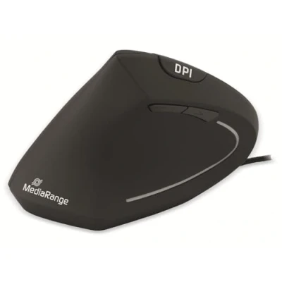 Abbildung von MediaRange ergonomische 6 Tasten Maus mit optischem Sensor für Linkshänder, kabelgebunden, schwarz