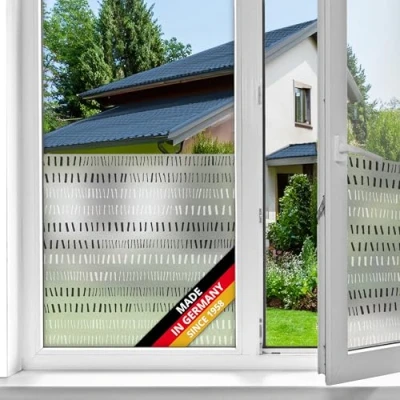 Abbildung von d c fix Fensterfolie Stitches Stickmuster statisch selbsthaftend Premium 45 cm x 1,5 m blickdichte Sichtschutzfolie mit UV Schutz Sichtschutz für Fenster Folie Milchglasfolie Klebefolie Muster