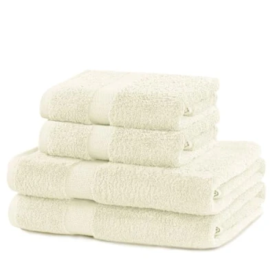 Abbildung von DecoKing 4er Set Baumwolle Qualität 525g/m² 2 Handtücher 50x100 cm und Badetücher 70x140 Ecru Elfenbein saugfähig Marina
