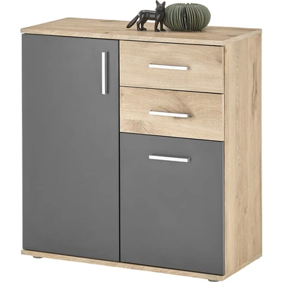 Abbildung von BC 1040 Kommode in Grau, Viking Oak Optik Moderne mit Schubladen und viel Stauraum 80 x 84 35 cm (B/H/T)
