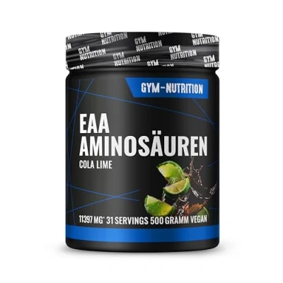 Abbildung von PREMIUM EAA Pulver hochdosiert I Alle 8 essentielle Aminosäuren EAAs Komplex Vegan Reich an BCAA Ohne unnötige Zusätze (Cola Lime)