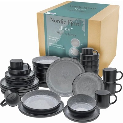 Abbildung von CreaTable Kombiservice »Nordic Fjord«, (Set, 30 tlg.), je 6 Speiseteller, Suppenteller, Dessertteller, Schalen, Kaffeebecher