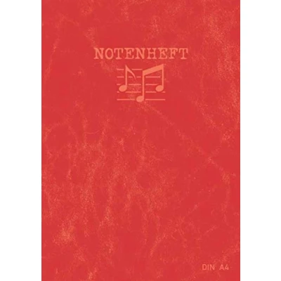 Abbildung von Notenheft Din A4: Mit Hilfslinien Schule 10 Notensysteme pro Seite Musik Notenbuch für Musiker &amp; Lehrer 100 Seiten Rot