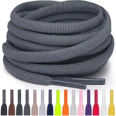 Abbildung von Miscly Schnürsenkel Oval, Reißfest für Sportschuhe, Sneaker und Laufschuhe 100% Polyester Ø 6mm (69 cm, Grau)