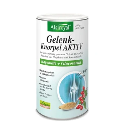 Abbildung von Alsiroyal Gelenk Knorpel Aktiv Zur Unterstützung gesunder (250g Pulver) mit veganem Glucosamin &amp; Vitmain C aus Hagebutte Acerolakirsche Nur ein Löffel täglich vegan