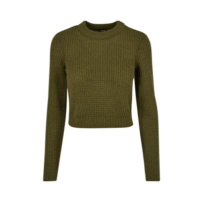 Abbildung von Urban Classics Short Waffle Strickpullover, Damen, Größe: 4XL, Summerolive