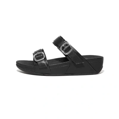 Abbildung von Fitflop Damen Lulu Adjustable Leather Slides Schiebe Sandalen, Schwarz, 38 EU