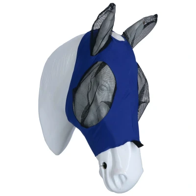 Abbildung von Weatherbeeta Fliegenmaske Deluxe Stretch Bug mit Ohren Königsblau/Schwarz Vollblut