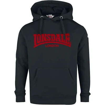 Abbildung von Lonsdale Herren Hooded One Tone Kapuzenpullover, Schwarz, S EU