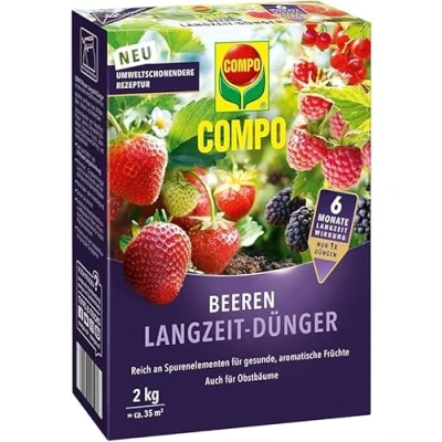 Abbildung von COMPO Beeren Langzeit Dünger für Beeren, Obst und Feingemüse, Umweltschonendere Rezeptur, 6 Monate Langzeitwirkung, 2 kg, 45 m²