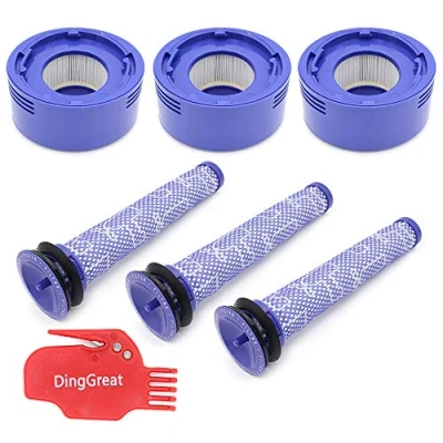Abbildung von DingGreat Ersetzt Filter für Dyson V7, V8 Animal Absolute Akku Staubsauger, 3 Vorfilter &amp; HEPA Nachfilter, Ersatz Teil 965661 01, Nachfilter 967478 01