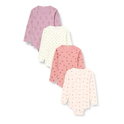 Abbildung von PIPPI Unisex Baby Body LS AO Printed (4 Pack) Underwear, Dusty Rose, 80