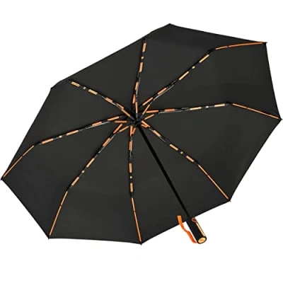 Abbildung von iX brella Big Fiberglas Taschenschirm 104cm mit farbigen Doppel Speichen schwarz orange