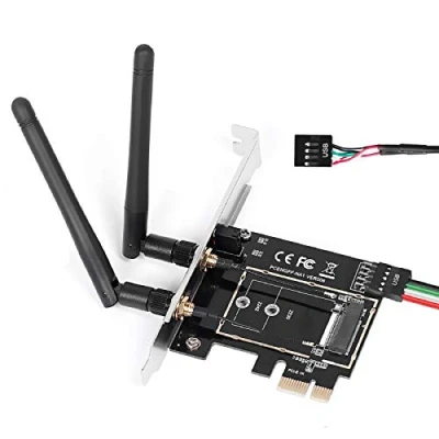Abbildung von MZHOU PCI E M.2/NGFF Card, M.2 NGFF to 1X Desktop WiFi Adapter WLAN Karte Network Card Converter for 8260 7265 1535 7260 with Dual Band 2.4/5G Antenna Support NIC