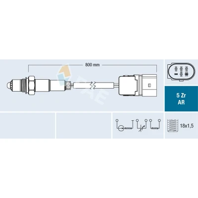 Abbildung von FAE 75357 Lambdasonde vor Katalysator VOLKSWAGEN: Polo IV Hatchback, Golf 5, Transporter 5 Bus, SKODA: Fabia 1 Combi, I SEAT: Ibiza 3