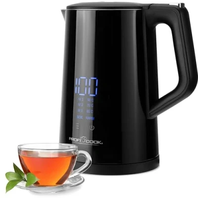 Abbildung von ProfiCook® Wasserkocher mit Temperatureinstellung 1,7L Temperaturauswahl 50 100C Soll &amp; Ist Temperaturanzeige Warmhaltefunktion BPA frei Teekocher PC WKS 1243