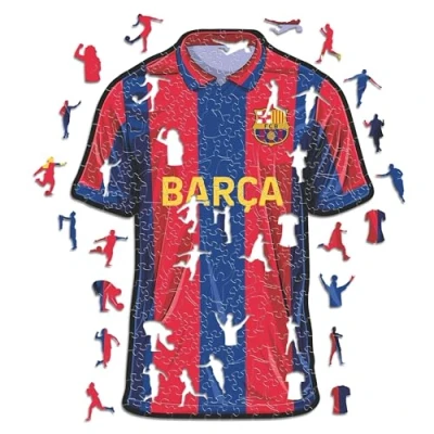 Abbildung von Iconic Puzzles, Barcelona Jersey, offizielles Produkt, Holzpuzzle für Erwachsene und Kinder, 100% nachhaltiges Holz, Größe S, 150 Stück