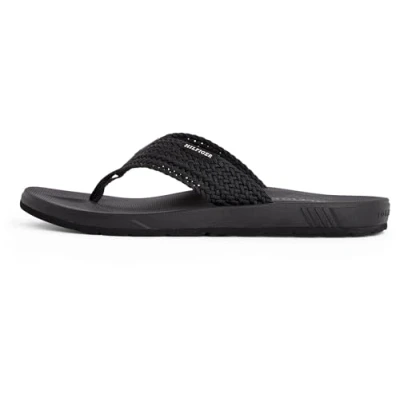 Abbildung von Tommy Hilfiger Herren Flip Flops Molded Web Beach Geflochtener Riemen, Schwarz (Black), 44