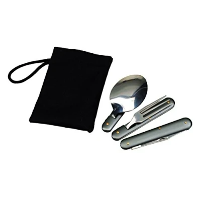 Abbildung von Unbekannt 4 teiliges Campingbesteck aus Edelstahl mit Tasche, Flatware Set