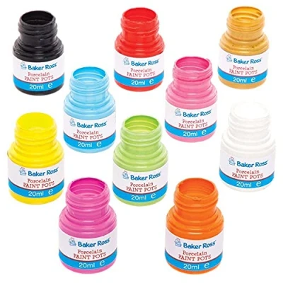 Abbildung von Baker Ross FE593 Porzellan Maltöpfe 10er Pack, Keramikfarbe, Malsets für Kinder, Malen Kinder