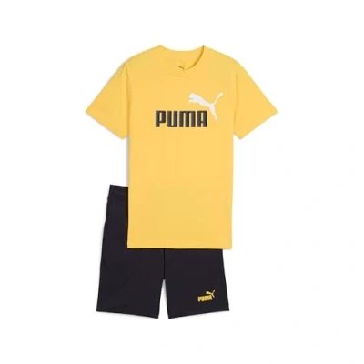 Abbildung von Puma LOGO TEE AND Shorts Unisex SET kurze Sporthose für Kinder, Größe: 176, Sunny yellow