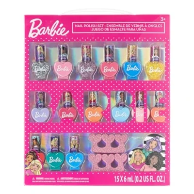 Abbildung von Barbie Kinder Nagellack Set (18 teilig) Ungiftig und entfernbarer Geburtstagsgeschenke für Mädchen ab 3 Jahren von Townley Girl