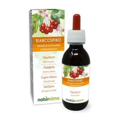Abbildung von Weißdorn (Crataegus oxyacantha oder C. laevigata) Alkoholfrei knospen Extrakt aus frishen Naturalma Flüssig Tropfen 120 ml Nahrungsergänzungsmittel Veganer