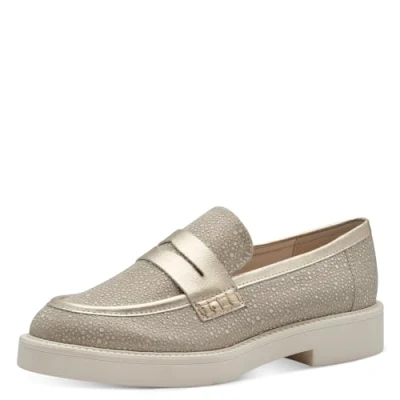 Abbildung von MARCO TOZZI Damen Loafer ohne Absatz aus Kunstleder mit Blockabsatz, Gold (Gold), 41 EU