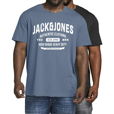 Abbildung von Jack and Jones Große Größe T Shirt für Herren Übergröße Männer 3XL bis 6XL einzeln und Multi Set (Doppelpack 04, 3XL)
