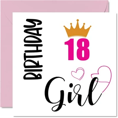 Abbildung von Geburtstagskarte zum 18. Geburtstag für Frauen Happy Karten 18 Jahre alte Frau Tochter Schwester Enkelin Cousin Freund Nichte, 145 mm x Grußkarten Geschenk