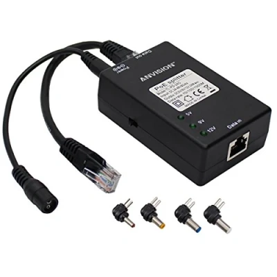 Abbildung von ANVISION Aktiver Gigabit PoE Splitter mit Multi Size Tipps, 10/100/1000 Mbps IEEE 802.3af kompatibel, DC 5V 9V 12V Power Ausgang für IP Kamera AP Voip Phone