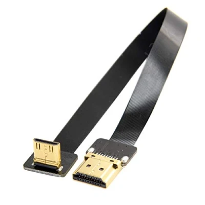 Abbildung von CYFPV 90 Grad nach oben abgewinkeltes FPV Mini HDMI Stecker auf FPC Flachkabel 20 cm für HDTV Multikopter Luftaufnahmen
