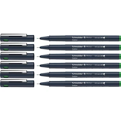 Abbildung von Schneider Pictus Fineliner (Strichstärke 0,5 mm, dokumentenechte Pigmentliner, metallgefasste Spitze, Gehäuse aus 85% recyceltem Kunststoff) 6er Pack, grün